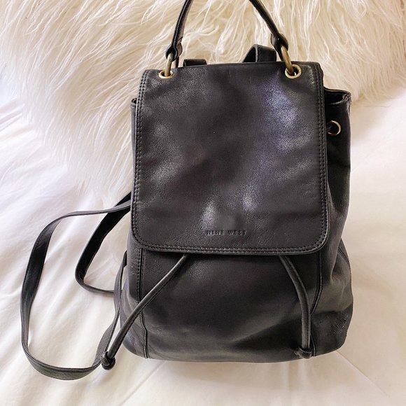 Nine West Handbags - Vintage Nine West Black Leather Mini Backpack